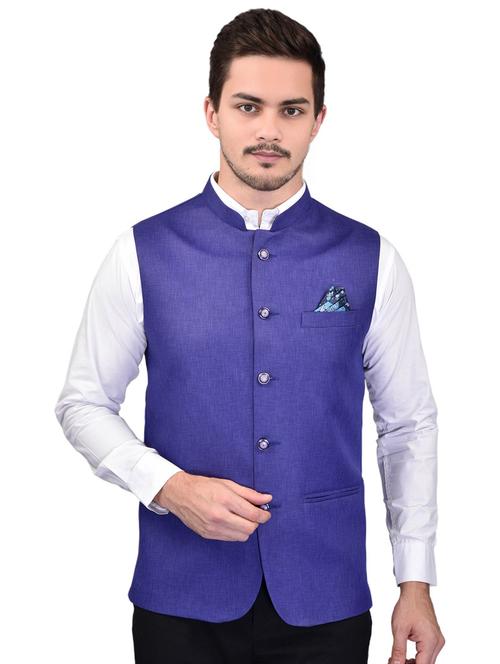 men solid mandarin neck sleeveless nehru jacket - 21785293 - Very Small Image - 1