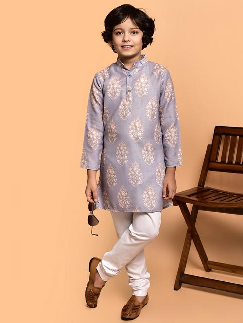 boy printed long sleeves kurta pyjama set - 21785340 - Very Small Image - 1