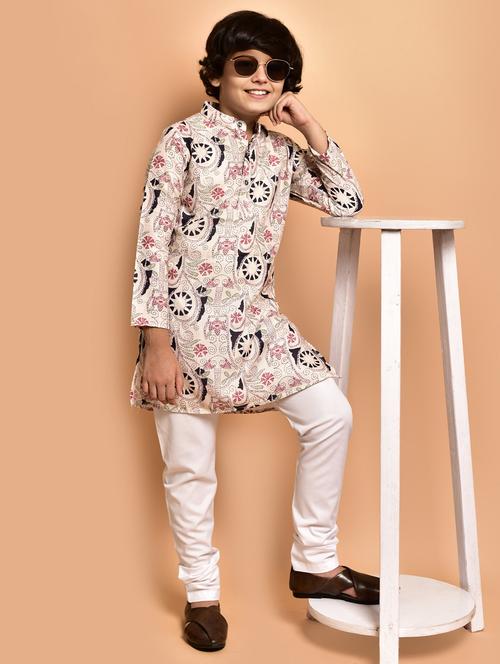 boy printed long sleeves kurta pyjama set - 21785358 - Very Small Image - 1