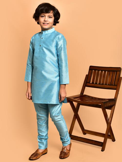 boy solid long sleeves kurta pyjama set - 21785363 - Very Small Image - 1