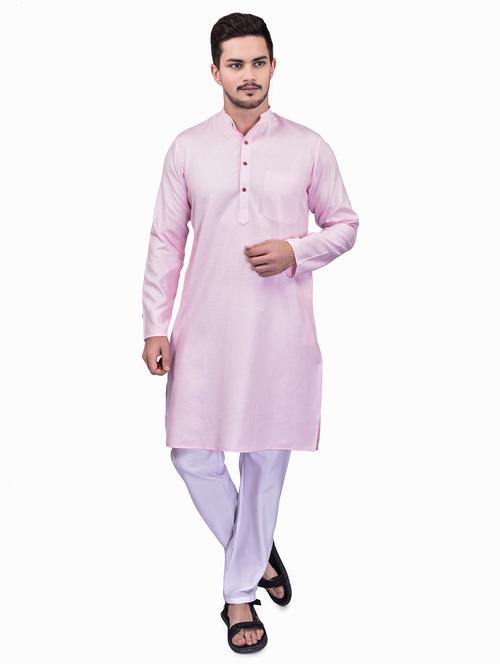 men solid mandarin neck kurta pyjama set - 21785415 - Very Small Image - 1