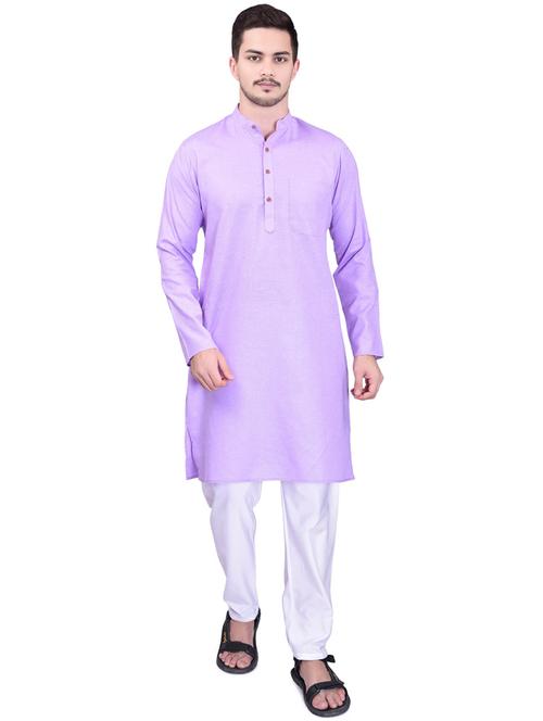 men solid mandarin neck kurta pyjama set - 21785416 - Very Small Image - 1