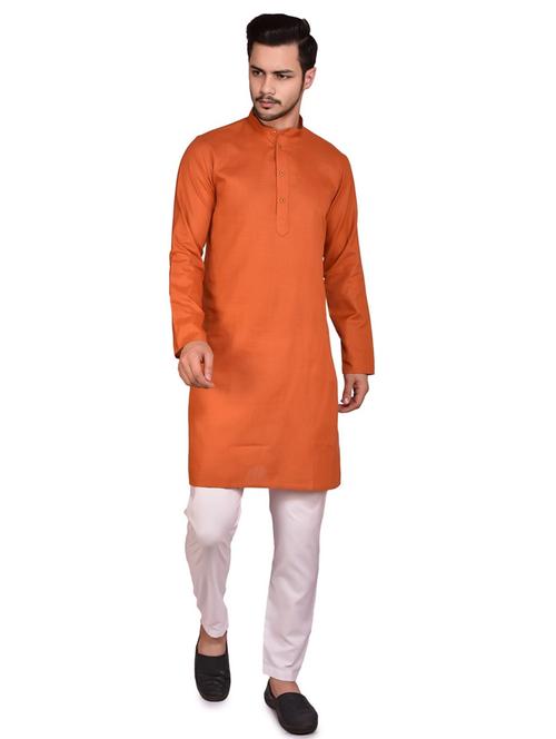men solid mandarin neck kurta pyjama set - 21785418 - Very Small Image - 1
