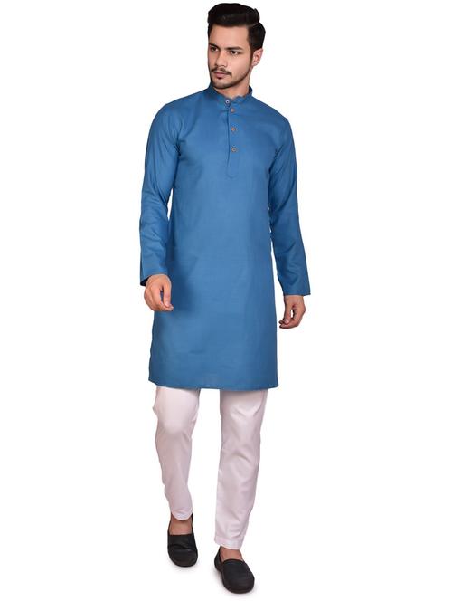 men solid mandarin neck kurta pyjama set - 21785421 - Very Small Image - 1
