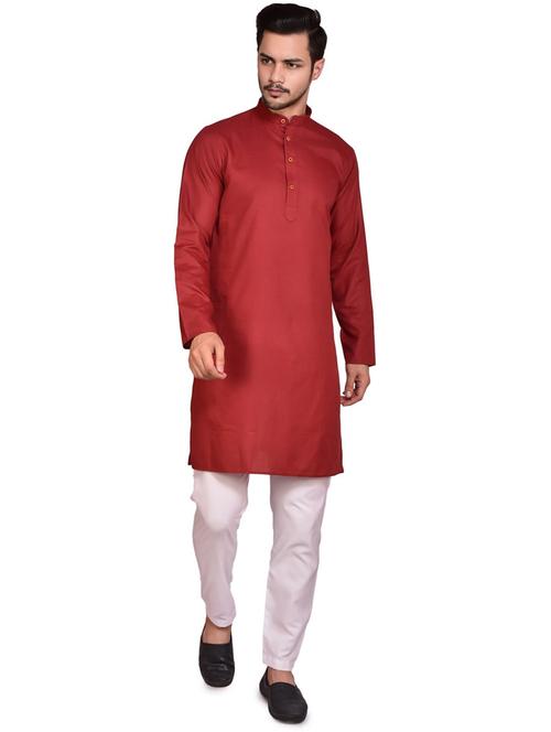 men solid mandarin neck kurta pyjama set - 21785424 - Very Small Image - 1