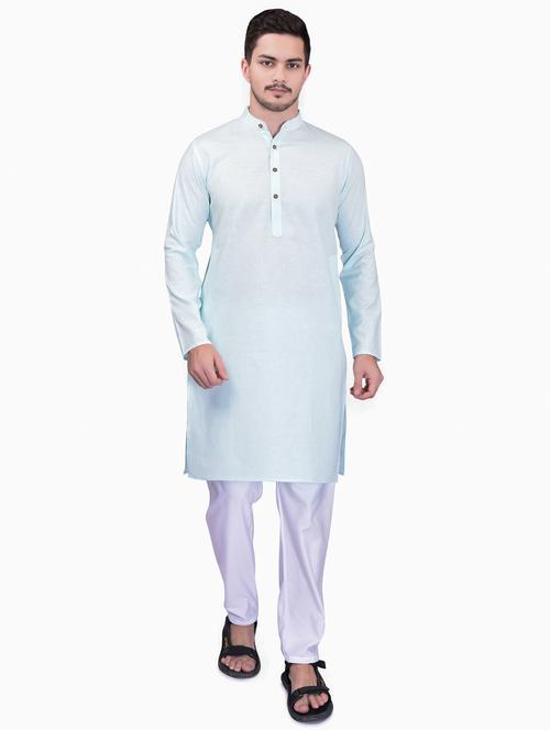 men solid mandarin neck kurta pyjama set - 21785427 - Very Small Image - 1
