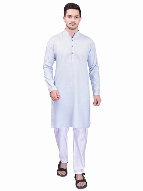 men solid mandarin neck kurta pyjama set - 21785432 - Very Small Image - 1