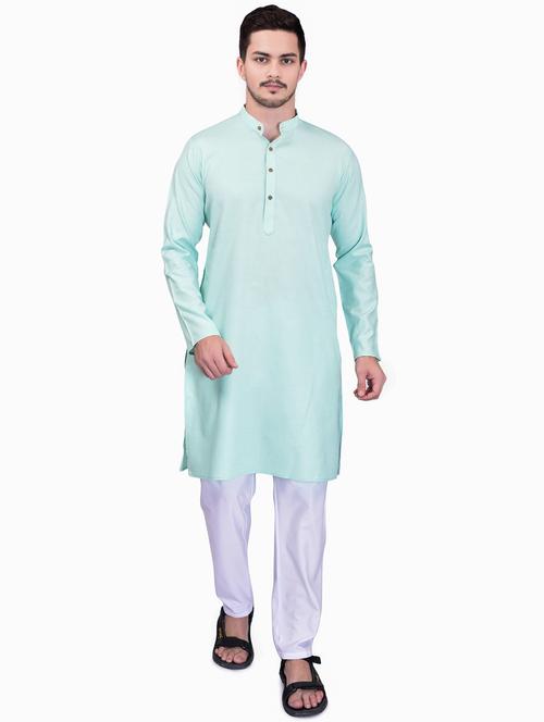 men solid mandarin neck kurta pyjama set - 21785437 - Very Small Image - 1