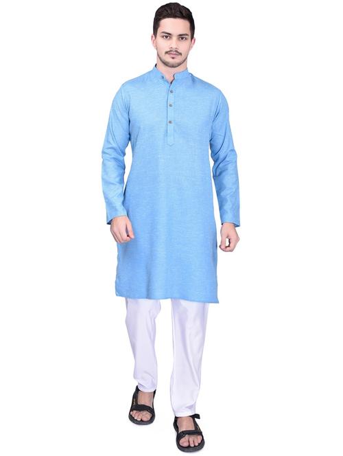 men solid mandarin neck kurta pyjama set - 21785438 - Very Small Image - 1