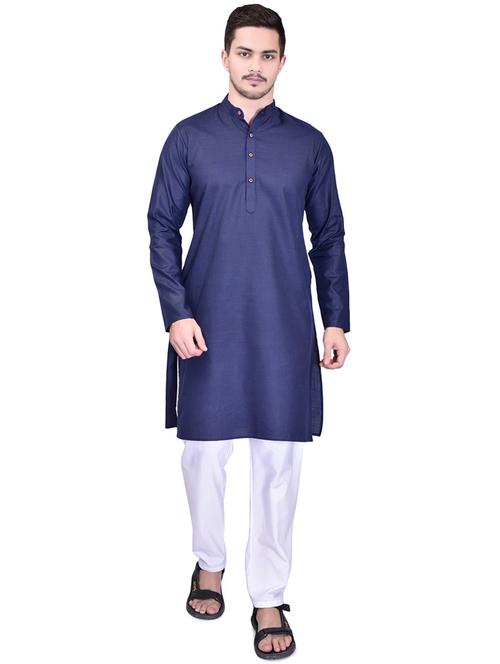 men solid mandarin neck kurta pyjama set - 21785440 - Very Small Image - 1