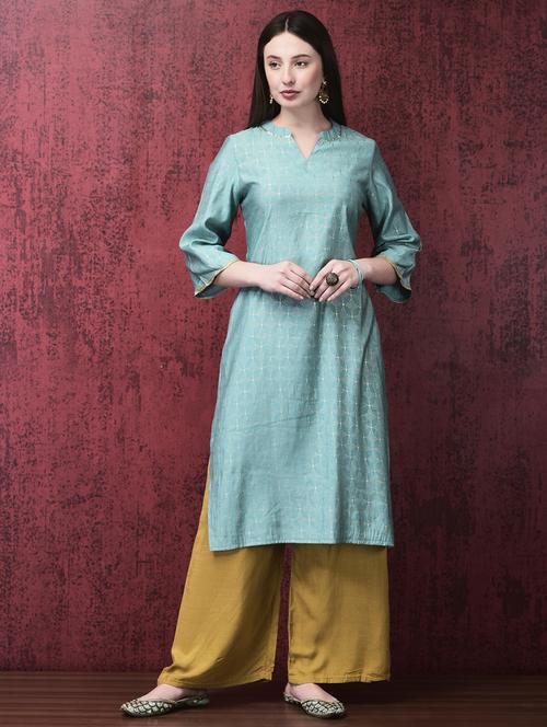women three quarter sleeve straight kurta - 21785456 - Very Small Image - 1