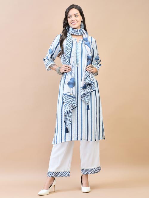 women three quarter sleeve kurta pant with dupatta set - 21785503 - Very Small Image - 1