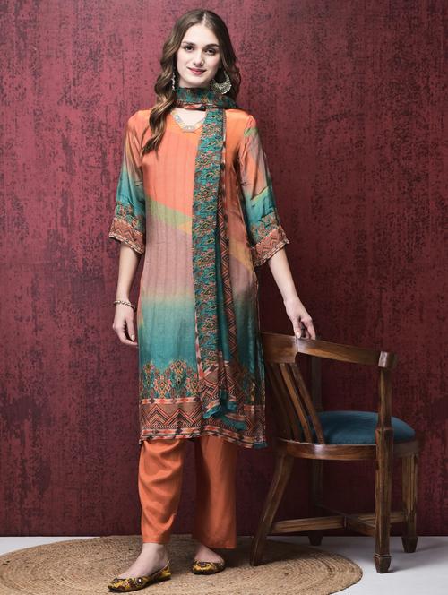 women three quarter sleeve kurta pant with dupatta set - 21785516 - Very Small Image - 1