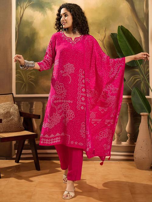 women three quarter sleeve kurta pant with dupatta set - 21785636 - Very Small Image - 1