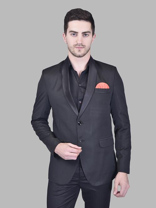 men solid shawl collar single breasted blazer - 21785872 - Very Small Image - 1