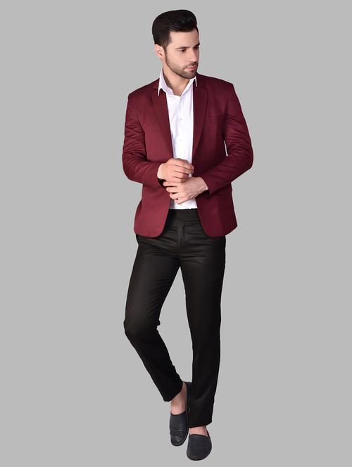 men solid lapel collar single breasted blazer - 21785875 - Very Small Image - 1