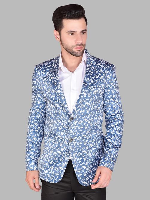 men printed lapel collar single breasted blazer - 21785877 - Very Small Image - 1