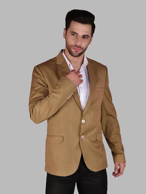 men solid lapel collar single breasted casual blazer - 21785880 - Very Small Image - 1