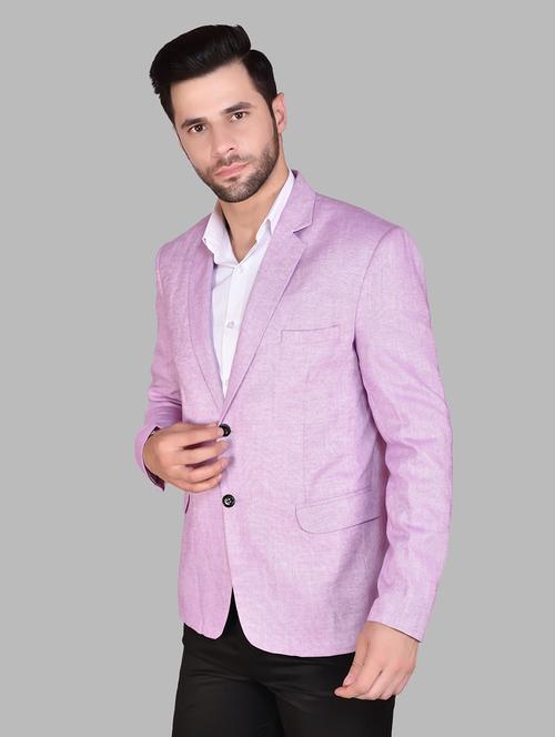 men solid lapel collar single breasted casual blazer - 21785885 - Very Small Image - 1