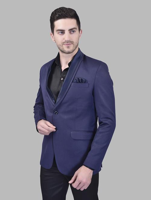blue cotton blend single breasted casual blazer - 21785892 - Very Small Image - 1