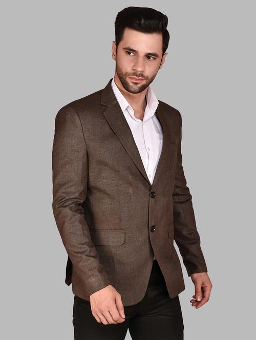 men solid lapel collar single breasted casual blazer - 21785903 - Very Small Image - 1