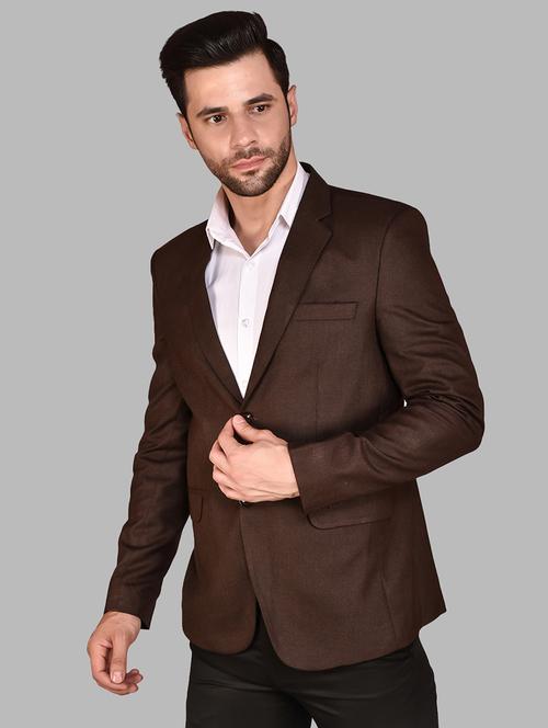 men solid lapel collar single breasted casual blazer - 21785904 - Very Small Image - 1