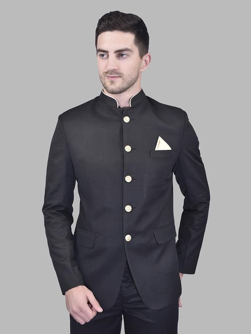 black cotton blend single breasted casual blazer - 21785909 - Very Small Image - 1