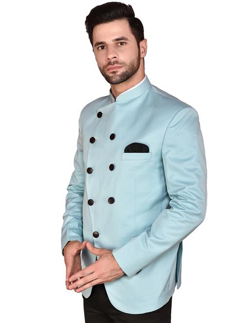 men solid long sleeve bandhgala casual blazer - 21785912 - Very Small Image - 1