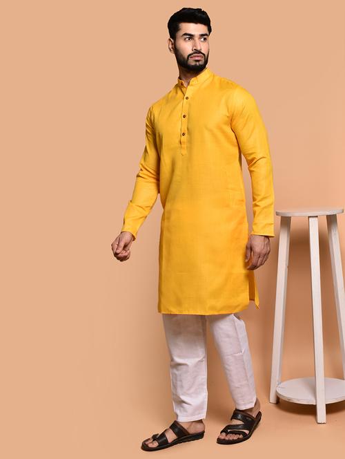 men solid mandarin neck kurta pyjama set - 21785976 - Very Small Image - 1