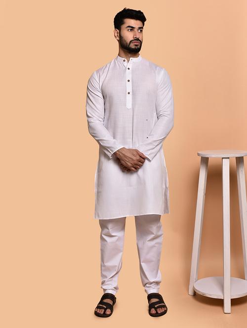 men solid mandarin neck kurta pyjama set - 21785979 - Very Small Image - 1