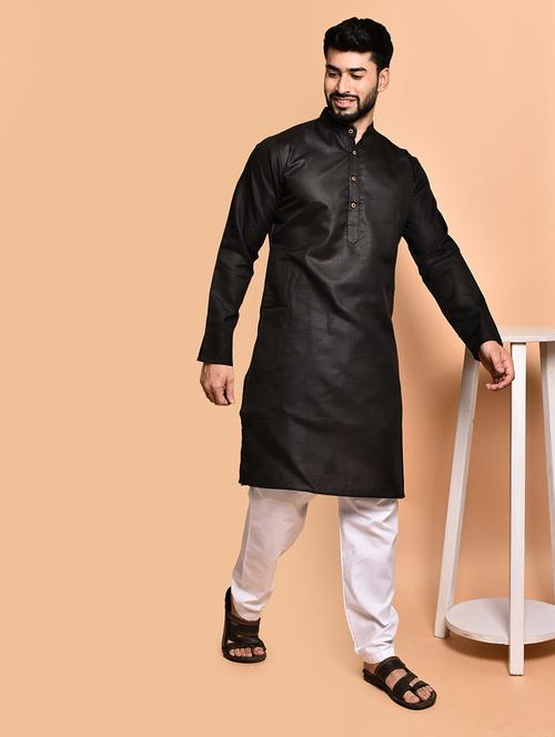 men solid mandarin neck kurta pyjama set - 21785980 - Very Small Image - 1