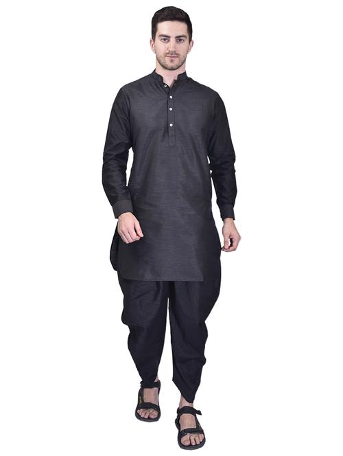 men solid long sleeve dhoti kurta  set  - 21786177 - Very Small Image - 1