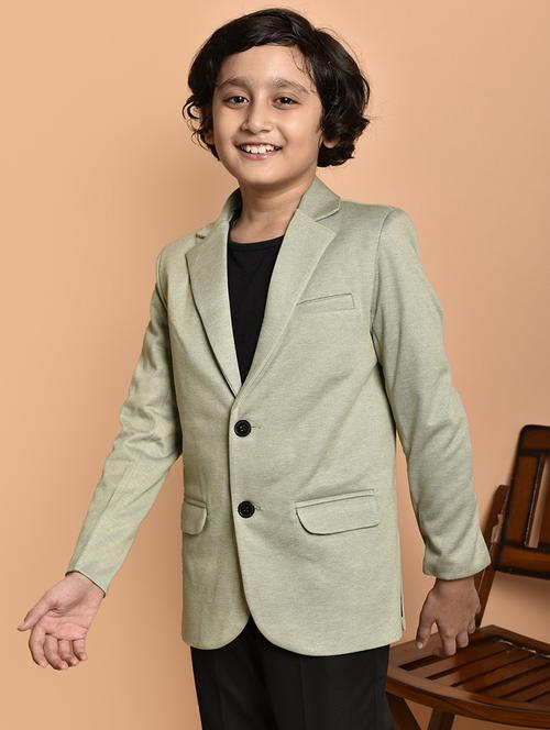 boys long sleeves solid single breasted blazer - 21786228 - Very Small Image - 1