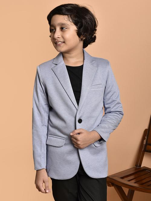 boys solid lapel collar single breasted casual blazer - 21786230 - Very Small Image - 1