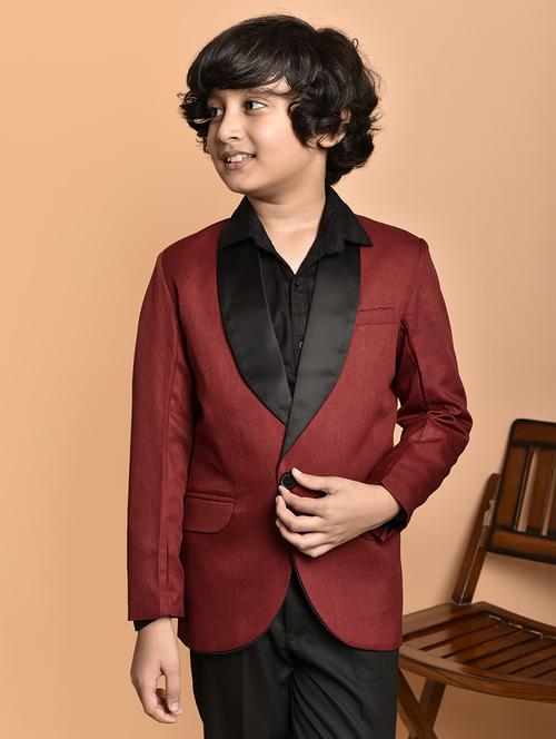 boys long sleeves solid single breasted blazer - 21786236 - Very Small Image - 1