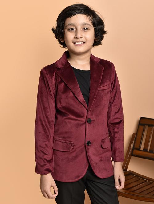 boys long sleeves solid single breasted blazer - 21786240 - Very Small Image - 1