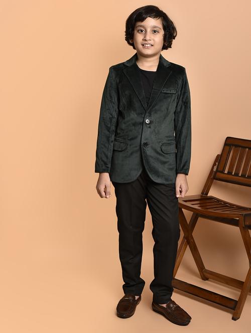 boys solid lapel neck long sleeves blazer - 21786241 - Very Small Image - 1