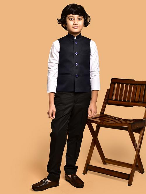 boys solid mandarin neck nehru jacket - 21786255 - Very Small Image - 1