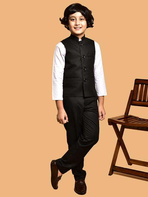 boys solid mandarin neck nehru jacket - 21786256 - Very Small Image - 1