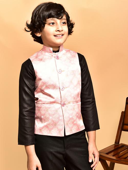 boys printed mandarin neck nehru jacket - 21786260 - Very Small Image - 1