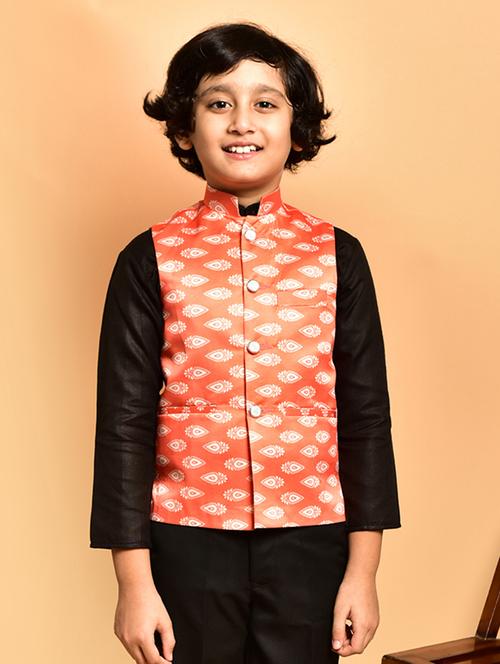 boys printed mandarin neck nehru jacket - 21786263 - Very Small Image - 1