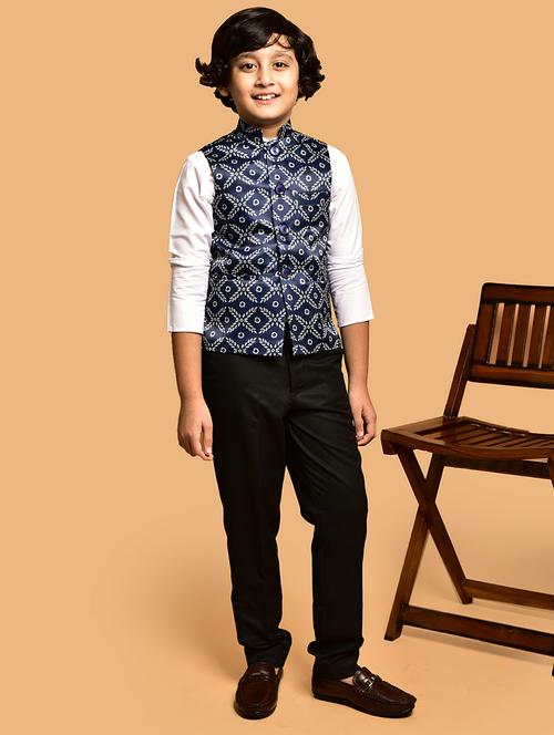 boys printed mandarin neck nehru jacket - 21786266 - Very Small Image - 1