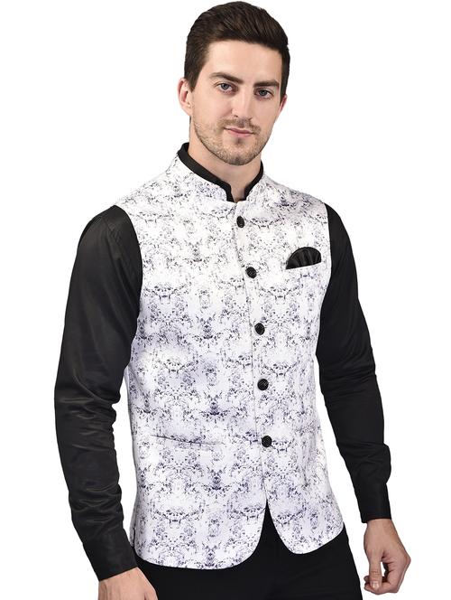 men printed mandarin neck nehru jacket - 21786292 - Very Small Image - 1