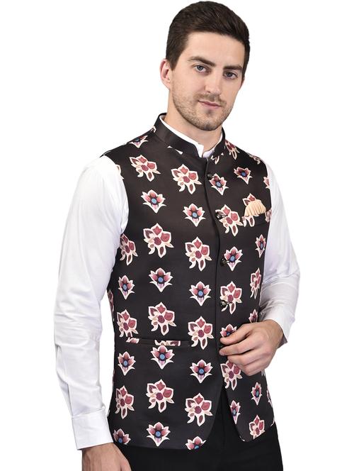 men printed mandarin neck nehru jacket - 21786294 - Very Small Image - 1