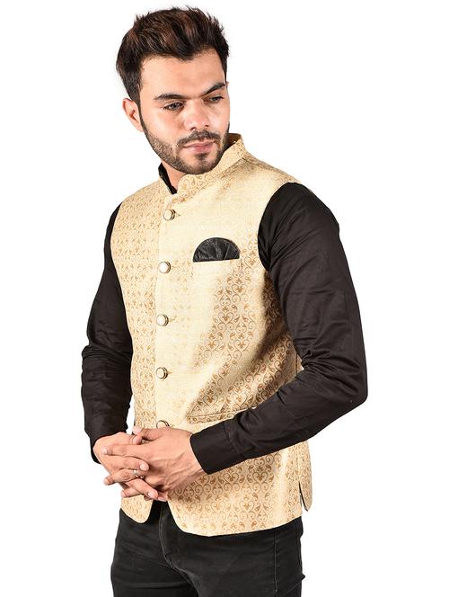 men printed mandarin neck nehru jacket - 21786298 - Very Small Image - 1