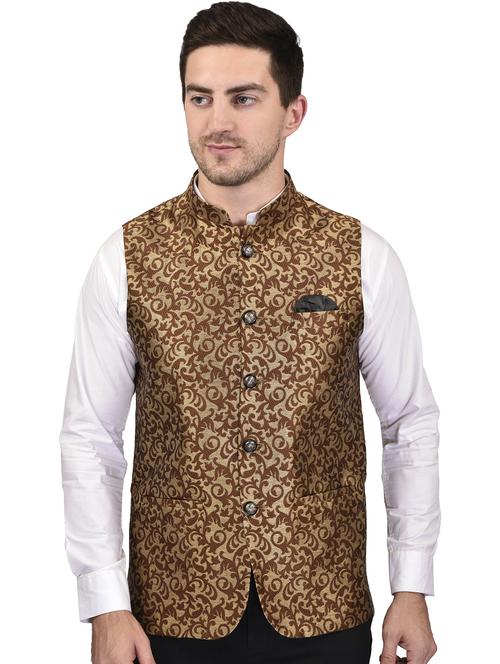 men printed mandarin neck nehru jacket - 21786351 - Very Small Image - 1