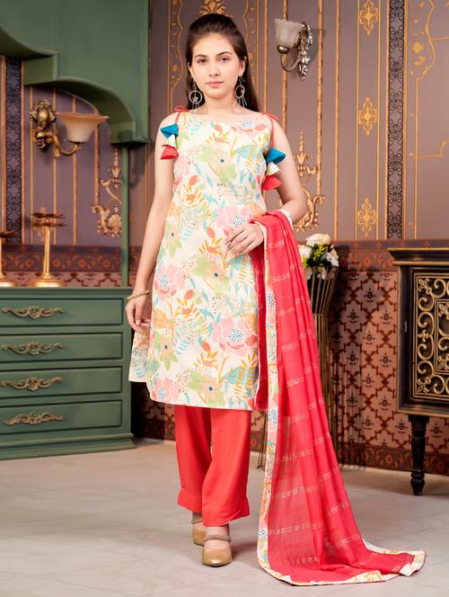 girls printed kurta and pant with dupatta - 21786479 - Very Small Image - 1