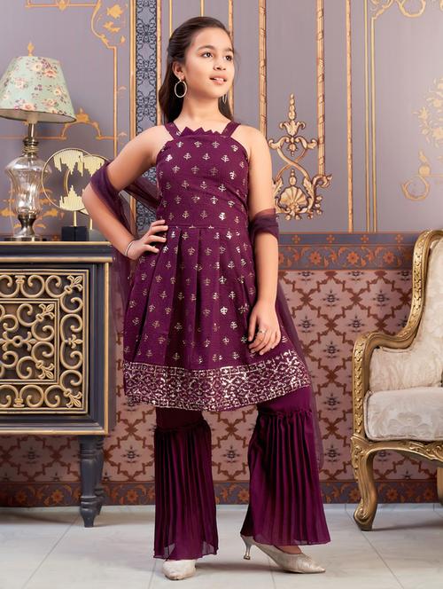 girls self designed kurta and sharara with dupatta   - 21786495 - Very Small Image - 1