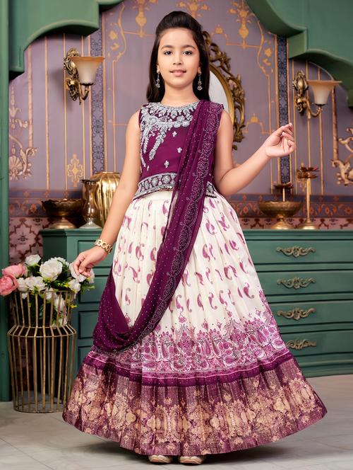 girls solid with work sleeveless lehenga choli set - 21786540 - Very Small Image - 1