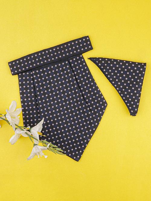 Men Printed Microfiber Cravat With Pocket Square - 21786623 - Very Small Image - 1